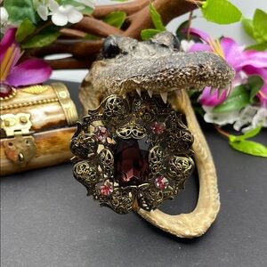 Czech glass filigree brooch